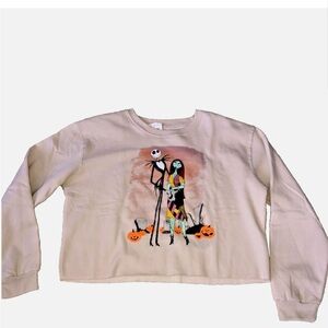 Disney Tim Burton’s‎ The Nightmare Before Christmas Cropped Sweatshirt XL New